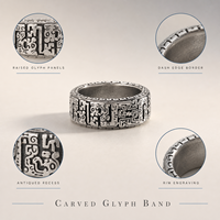 Bague large en cuivre, motif totem gravé, style vintage, bague solide pour homme, bijou ethnique rétro, cadeau tendance