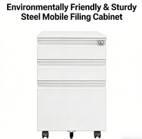 Armoire de classement mobile pliable en acier avec 3 tiroirs verrouillables, format A4/Letter, avec roulettes pour le rangement de documents de bureau