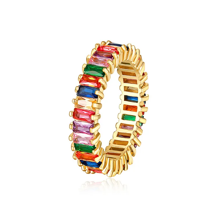 Anelli di pietra preziosa di moda OEM anelli di rame fortunati da donna anelli di zircone colorati per regalo