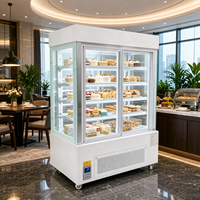 Réfrigérateur vertical commercial de 1,5 mètre à refroidissement par ventilateur, sans givre, pour boulangerie et pâtisserie, avec éclairage LED