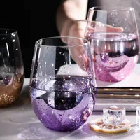 Verre à boisson élégant et moderne pour la maison, en verre électroplaqué coloré, motif ciel étoilé, pour boissons, yaourts, œufs et jus de fruits