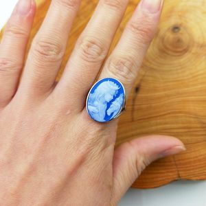 Offre Spéciale Naturel Pierres Précieuses Réel Agate Sculpté À La Main <span class=keywords><strong>Bague</strong></span> <span class=keywords><strong>Camée</strong></span> 925 Sterling Argent Lunette Anneaux Vert Bleu <span class=keywords><strong>Noir</strong></span> Pierres Pour Les femmes - Product Image 1