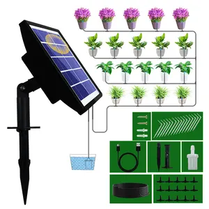 Sistema de riego por goteo solar con modos de temporizador y dispositivo antisifón, bebedero automático para plantas con energía solar para interiores y exteriores