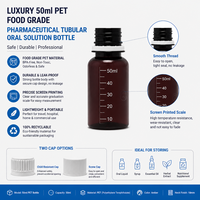 Vente en gros de flacons cylindriques jetables en PET de 50 ml pour sirop contre la toux, collagène liquide, boisson, solution orale vide en plastique