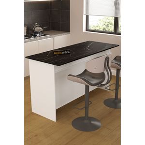 Carrito de Cocina Moderno Ayder de 160 cm, Innovador con 4 Puertas y Almacenamiento Oculto, Mesa de Bar de Roble Macizo en Blanco y Negro - Product Image 4