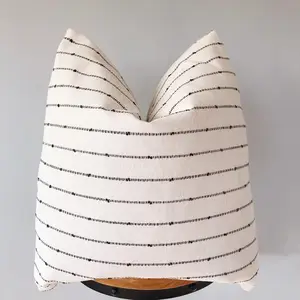 Capa de travesseiro de listras texturizadas, artesanais, modernas, naturais
