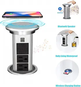 Concealed Motorized Pop Up Power Sockets with Wireless Charger