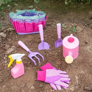 Commercio all'ingrosso 3 pz 5 pz 7 pz 8 pz Pink per bambini attrezzi per piante per bambini Set di attrezzi da giardino