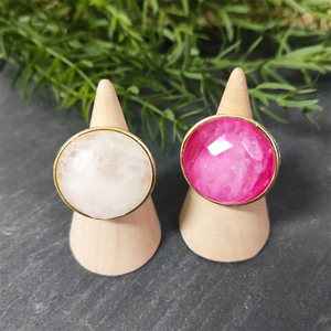 Mới Nhất Thiết Kế Đá Quý Tự Nhiên Đồ Trang Sức 18K Vàng Mạ Có Thể Điều Chỉnh Duy Nhất Đá Vòng Lớn Rose Quartz Pha Lê Phụ Nữ Nhẫn - Product Image 5