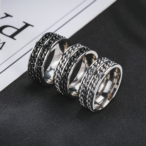Anillo giratorio de doble cadena para hombre, accesorios de moda, joyería de acero inoxidable - Product Image 5