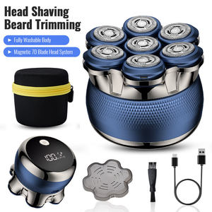 เครื่องโกนหนวดไฟฟ้าแบบพกพาสำหรับผู้ชาย 7 ใบมีด รุ่นมืออาชีพ ใช้โกนเครา ตัดแต่งขน โกนหนวด ล้างทำความสะอาดได้ สำหรับใช้ในบ้าน มาตรฐาน IPX7 - Product Image 4