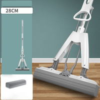 Serpillère auto-essoreuse mains libres DS1998 avec manche long, serpillère à rouleau pour sols en bois dur, serpillère en éponge pour le nettoyage des sols