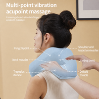 Oreiller chauffant vibrant rechargeable bleu clair pour le cou, massage 3D par pétrissage, nettoyage détachable, massage 4 points, 2 réglages de température