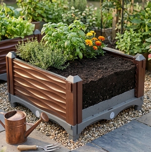 Wholesale Modular PP Plastic <b>Raised</b> Garden Bed Wavy Textured <b>Planter</b> Box for Outdoor Vegetable Gardening Factory Direct - Product Image 3