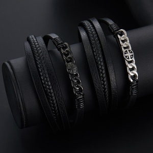 Chunky Vintage Durable Exquisite Workmanship Waterproof Four Layers of Leather Chucky Fashion <b>Bangle</b> Bracelet Jewelry <b>for</b> <b>Men</b> - Product Image 5