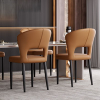 Chaise de salle à manger en cuir multicolore, chaise de loisirs créative rembourrée avec structure en fer, chaise de salle à manger commerciale pour café et salon de thé
