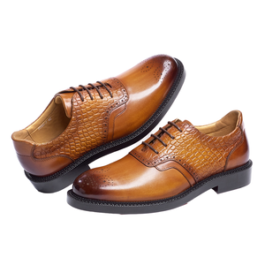 รองเท้าผู้ชายแบบผูกเชือก หนังแท้ พื้นยาง ลายพิมพ์หรูหราสำหรับฤดูหนาว สวมใส่สบาย เหมาะสำหรับใส่ทำงานและโอกาสทางการ - Product Image 1