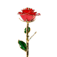 2024 fleur rose plaquée or 24 carats pour la Saint-Valentin avec base longue tige pour petite amie