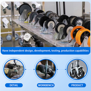 Roue pivotante robuste de 1,5 à 3 pouces avec double roulement et frein, pièce de machinerie de construction, quincaillerie - Product Image 5