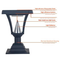 Lampe murale solaire LED de style européen en alliage d'aluminium, étanche, pour jardin extérieur, cour, entrée