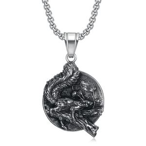Men's <b>Titanium</b> Steel Viking Squirrel Pendant Necklace Animal Zodiac Design Punk Street Style Nordic Odin Gift Jewelry - Product Image 1