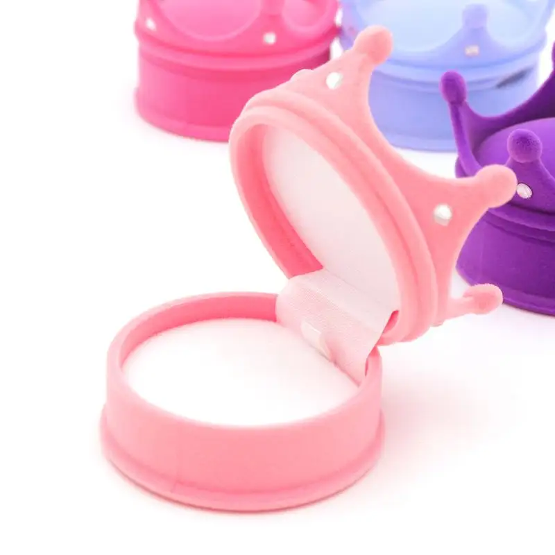 Heart Crown Shape Velvet eyelash Jewelry Box Ring Storage Box Wedding Ring Display For Woman Gift Earrings Packaging
