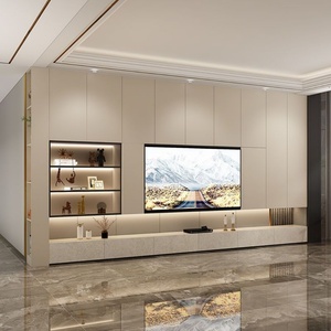Modern Custom-made Living Room <b>Furniture</b> New Style Home Usage LED <b>High</b> <b>Gloss</b> TV Unit Cabinet with Showcase - Product Image 6