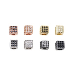 Cuentas espaciadoras cuadradas con microincrustaciones de circonita, chapadas en oro de 18 quilates, para kit de accesorios de fabricación de joyas, pulseras y collares DIY. - Product Image 5