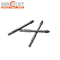 Foret à verre EUROCUT à tête plate/croisée avec carbure YG6X pour carrelage en verre