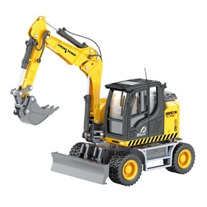Huina 1725 Modèle miniature <span class=keywords><strong>de</strong></span> pelle rétrocaveuse sur pneus en alliage métallique moulé sous pression, échelle 1/50, modèle <span class=keywords><strong>de</strong></span> construction statique en aluminium, <span class=keywords><strong>jouet</strong></span> - Product Image 2
