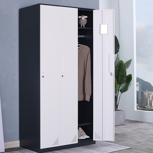 Modern Steel 3-<b>Door</b> Grey Lockers for Home Bedroom School Dorm Living Room <b>Bathroom</b> Laundry Gym Wardrobe - Product Image 2