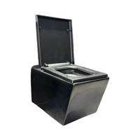Bidet de toilette à double chasse d'eau moderne européenne Design carré noir Matériau céramique à suspension murale monobloc pour salle de bain des filles chinoises
