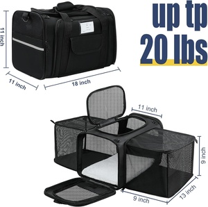 Haustier-Transporttasche für Hunde & Katzen, Weich, Fluggesellschaft-Zugelassen, Waschbar, Tragbar, TSA-konform, Polyester-Material, für den Außenbereich (Schwarz) - Product Image 5