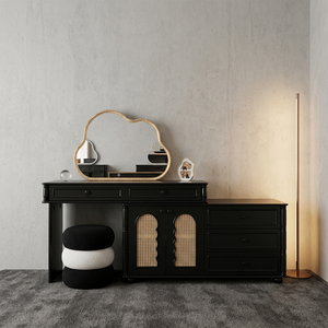 Table de maquillage moderne avec miroir ovale et tiroirs de rangement pour meubles de chambre - Product Image 3