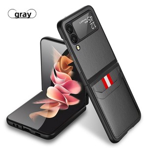 เหมาะสำหรับ Samsung Galaxy Z Flip4: เคสโทรศัพท์แบบพับได้พร้อมสายรัดแบบถัก, ช่องใส่การ์ด และฟิล์มกันรอยกระจกนิรภัย - Product Image 1