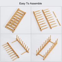 2 pièces Support de rangement et égouttoir en bambou pour assiettes, bols, tasses, livres, couvercles de casseroles et planches à découper, pour armoire de cuisine
