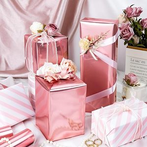 Papel de regalo de color sólido, papel de regalo para el Día de San Valentín, papel de regalo de cumpleaños, papel de regalo rosa de doble cara para niña - Product Image 1