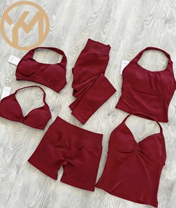 Yimo Completo Sportivo da Donna con Top a Canotta con Allacciatura al Collo e <span class=keywords><strong>Leggings</strong></span> a Vita Alta Scrunch Butt - Product Image 1
