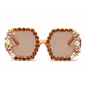 Jamie 2060B <b>Large</b> <b>Frame</b> Sunglasses Black Rhinestone Decorated Women UV400 Protection European American Street Style - Product Image 5
