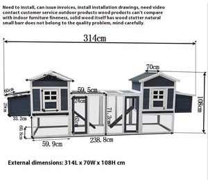 Arka bahçe tavuk yetiştiriciliği için Run bağlama ile düğme kapatma açık Pet Habitat ile üstün çift ahşap tavuk kümesi - Product Image 6