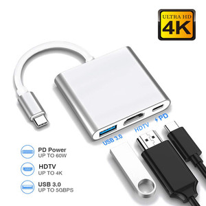Đa cổng cáp 4K 3-in-1 Type-C HUB Adapter USB C để HDTV + USB3.0 Cáp Adapter Dock Hub - Product Image 6