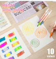 Marqueurs à double pointe effaçables, 10 couleurs, design mignon, ensemble de stylos surligneurs à double pointe pour les étudiants, prise de notes