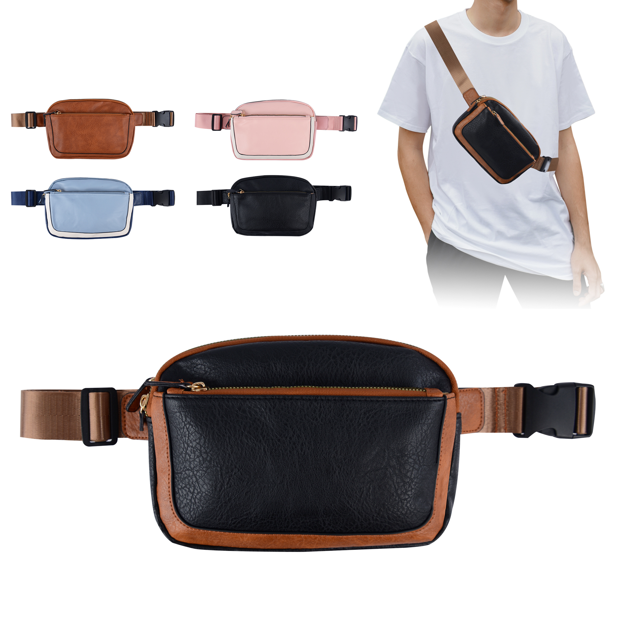 PU Leather Daily Use Sports Chest Bag