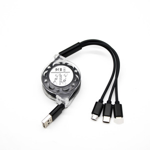 Câble de données USB Type C rétractable Pinou 1,5 m 3 en 1 pour téléphone et charge de voiture - Product Image 4