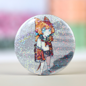 Vograce Anime laser tốt Flash tin huy hiệu nút tùy chỉnh long lanh Holographic Vòng Kim Loại nút pin Phù Hiệu - Product Image 6