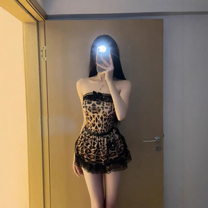 Sexy lingerie, lace, leopard print, catwoman, innocent and seductive maid uniform, tempting cook, maid, passionate bed set - Product Image 1