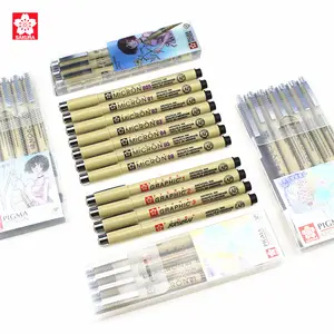 Sakura 3/4/6/7/10Pcs Set Zwart Kleur Pigma Micron Pen Tekening Naald Pen 10 Verschillende Type Tip Markers Voor Schetsen