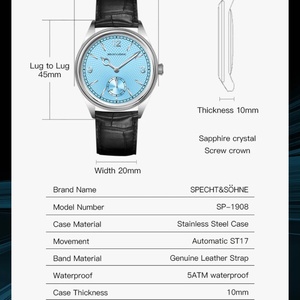 New 1908 Classic Men's <b>Watches</b> <b>Mechanical</b> <b>Watch</b> Genuine Leather Stainless Steel Business Wristwatch Waterproof - Product Image 4