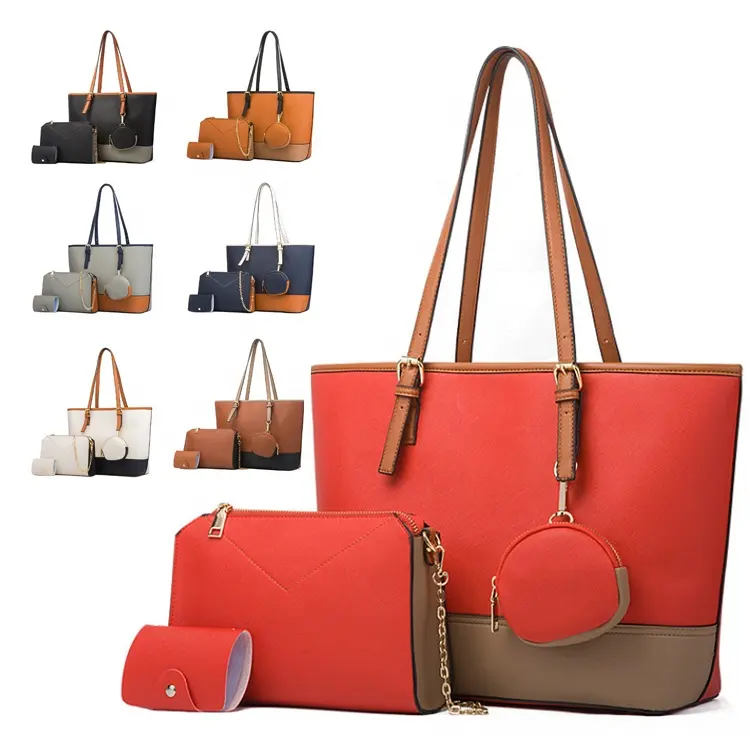 Classic women tote hand bags ladies handbag 4piece bag set female pu leather fashion trend cross body purses shoulder bags