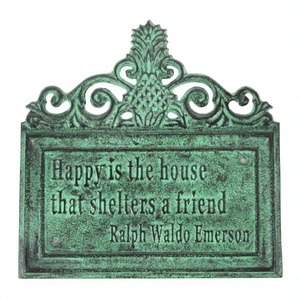 Letrero Rectangular Decorativo de Pared con Diseño Antiguo 'HAPPY Is The HOUSE THAT SHELTERS A FRIEND', Precio de Fábrica - Product Image 1